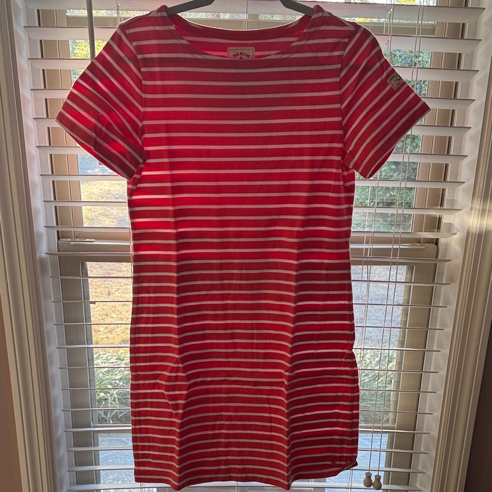Joules Coral and White Striped Top